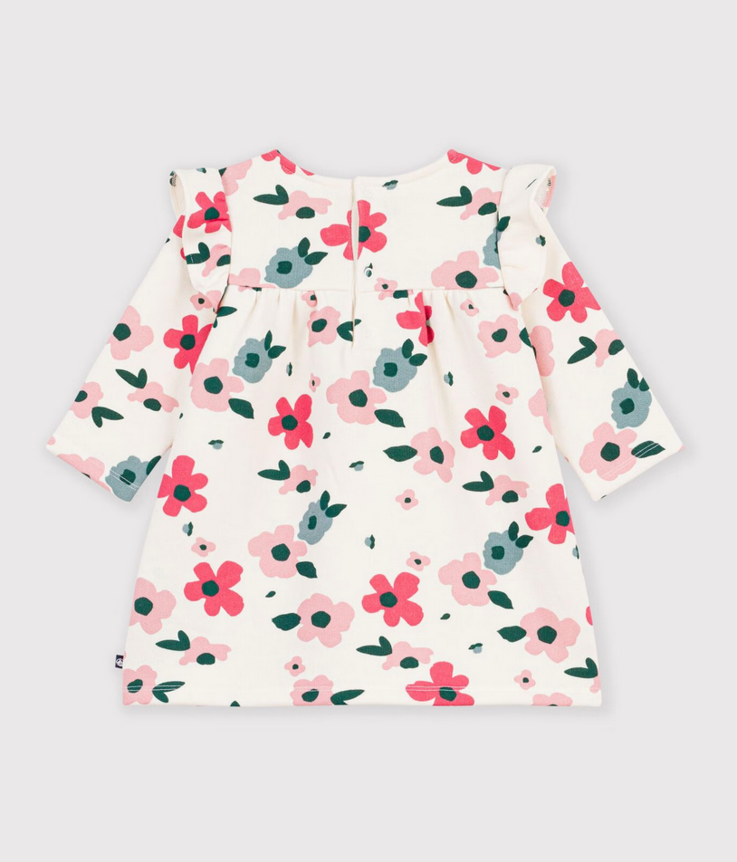 Petit Bateau - Robe bébé en coton manches longues imprimée à fleurs