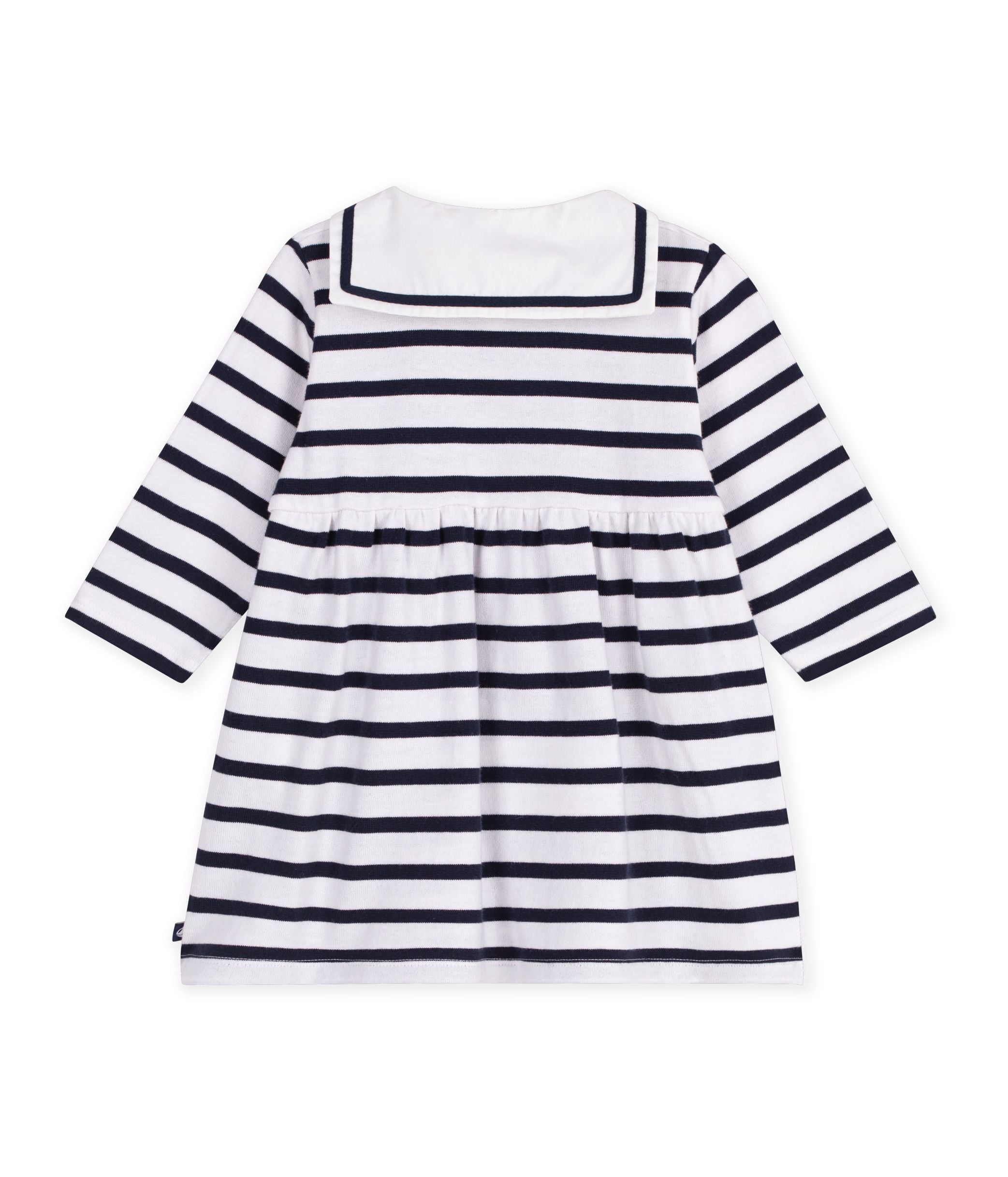 Petit Bateau - Robe marinière bébé en coton manches longues et col marin