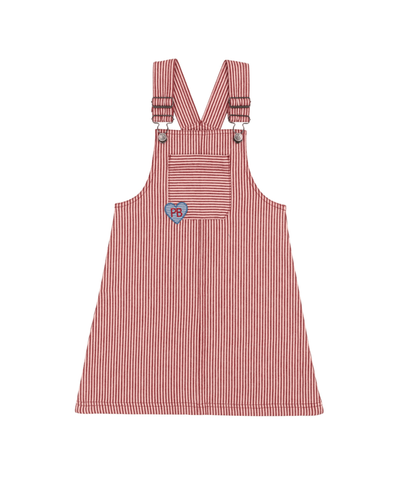 Petit Bateau - Kids' Striped Cotton Dungaree Dress