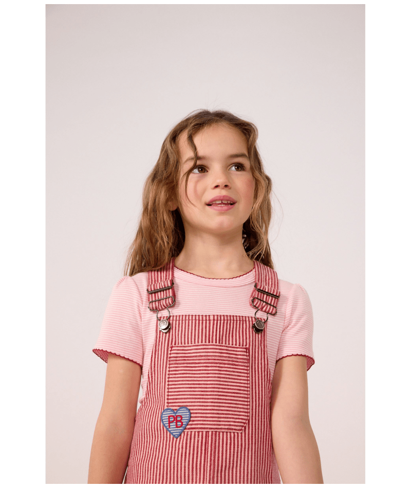 Petit Bateau - Kids' Striped Cotton Dungaree Dress