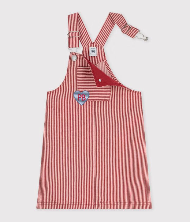 Petit Bateau - Kids' Striped Cotton Dungaree Dress