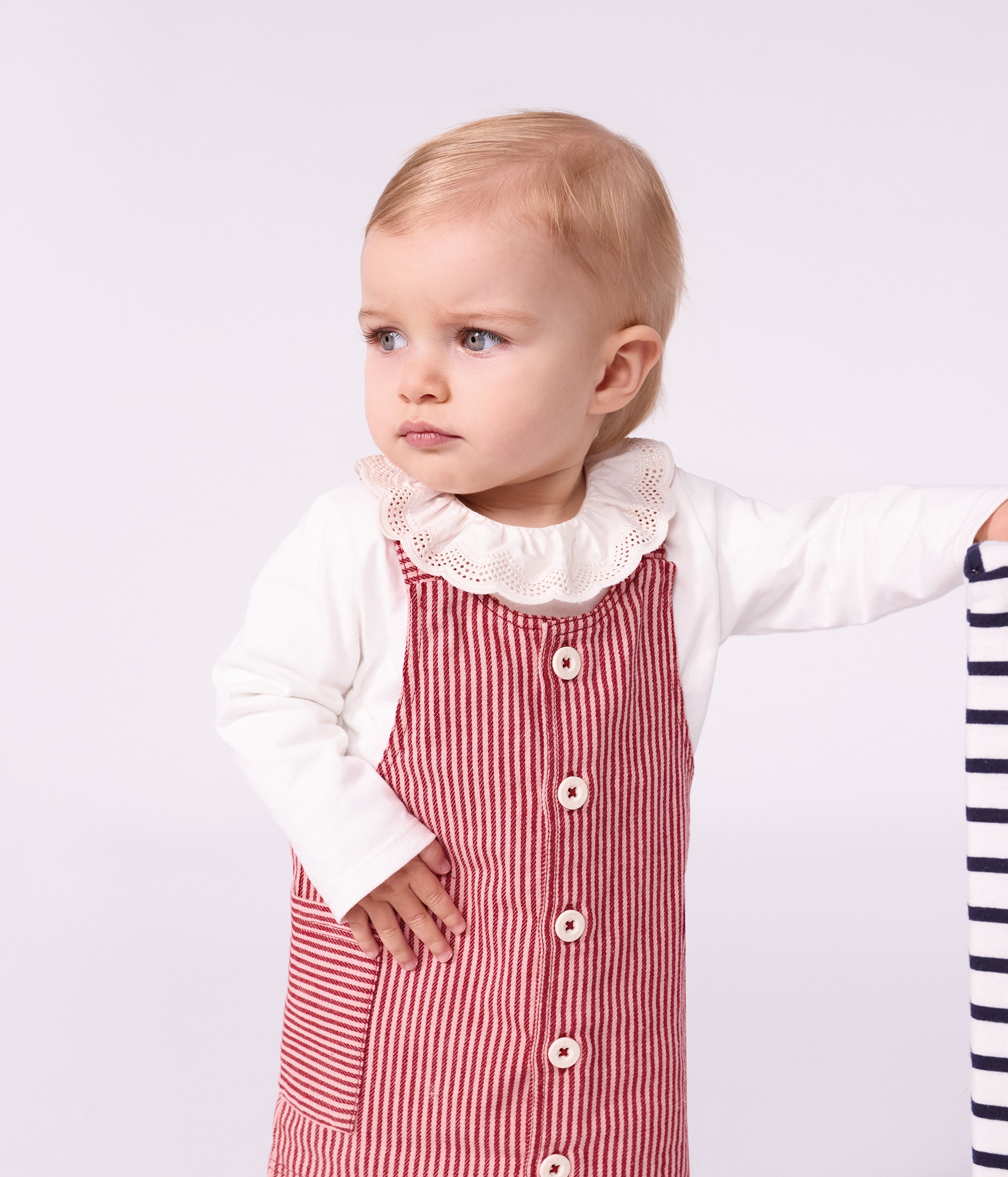 Petit Bateau - Robe bébé sans manches en coton à rayures et badge cœur