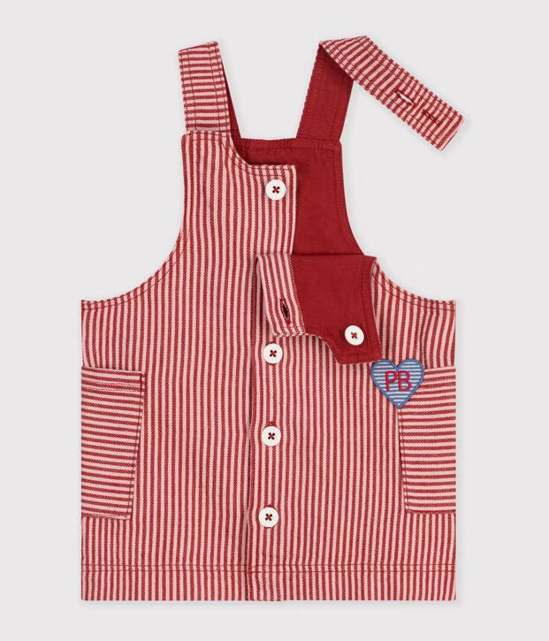 Petit Bateau - Baby sleeveless striped cotton dress with heart badge