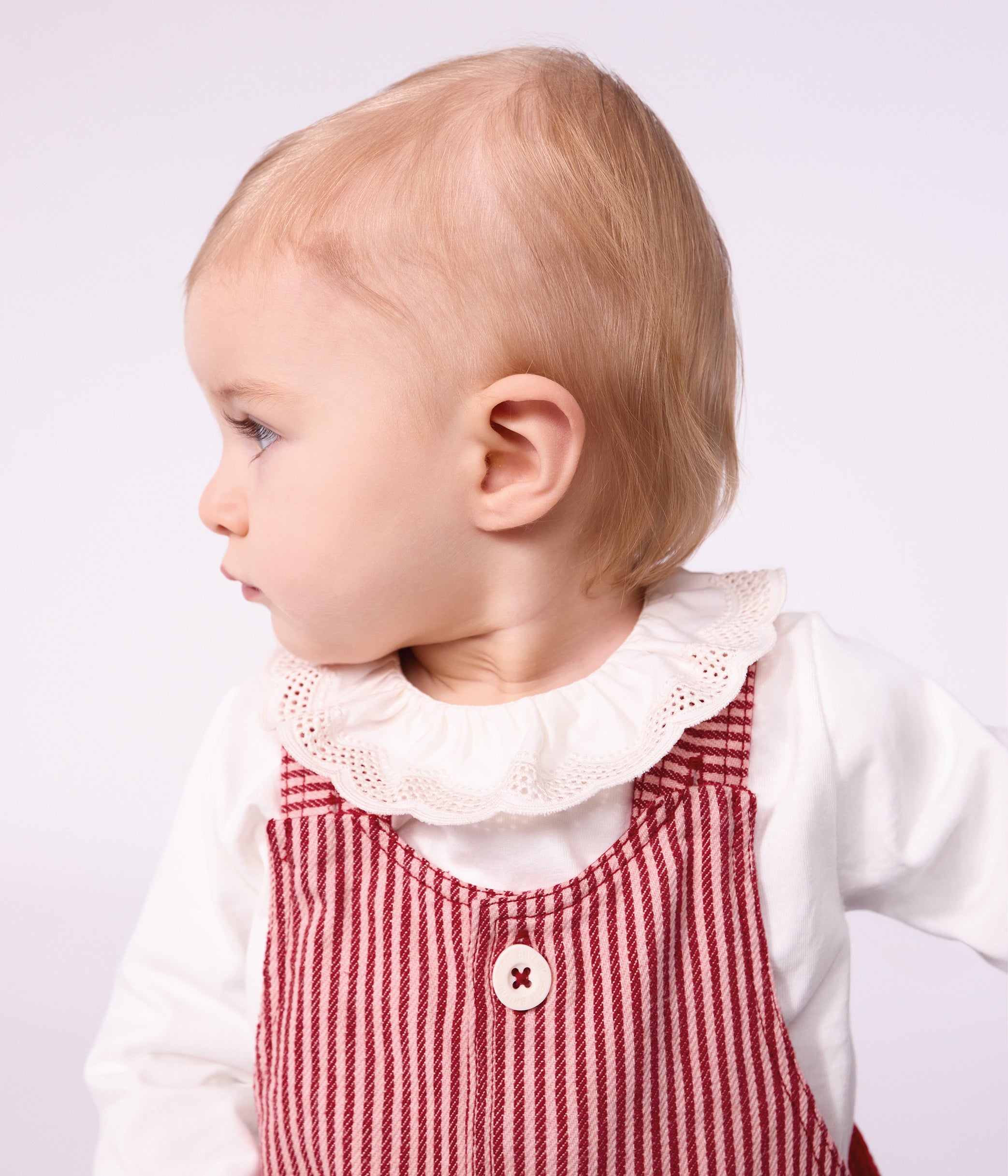 Petit Bateau - Robe bébé sans manches en coton à rayures et badge cœur