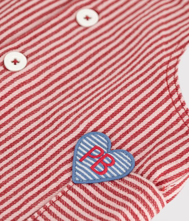 Petit Bateau - Baby sleeveless striped cotton dress with heart badge