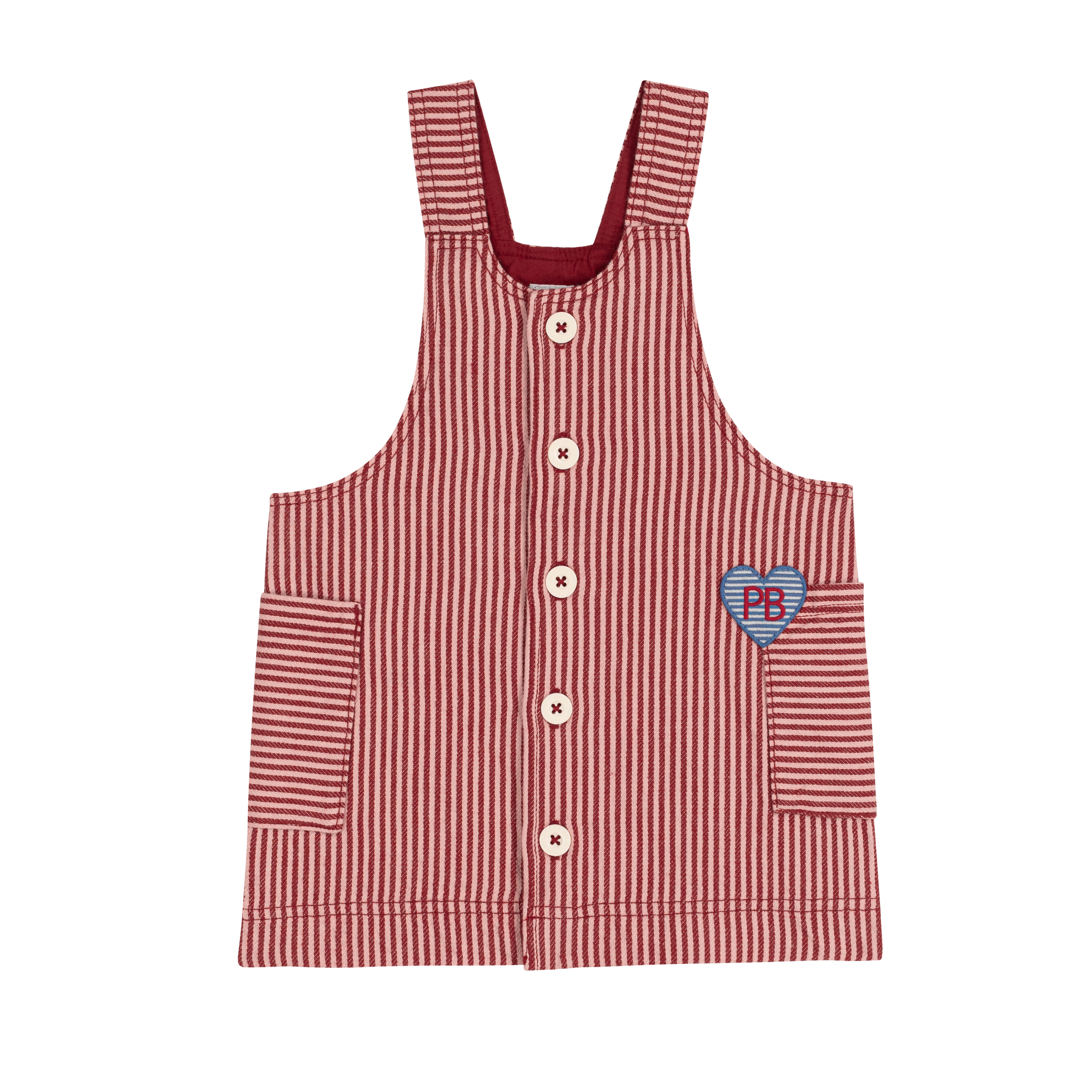 Petit Bateau - Robe bébé sans manches en coton à rayures et badge cœur