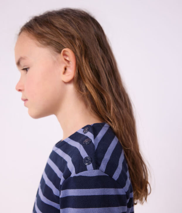 Petit Bateau - Robe en coton manches longues à rayures