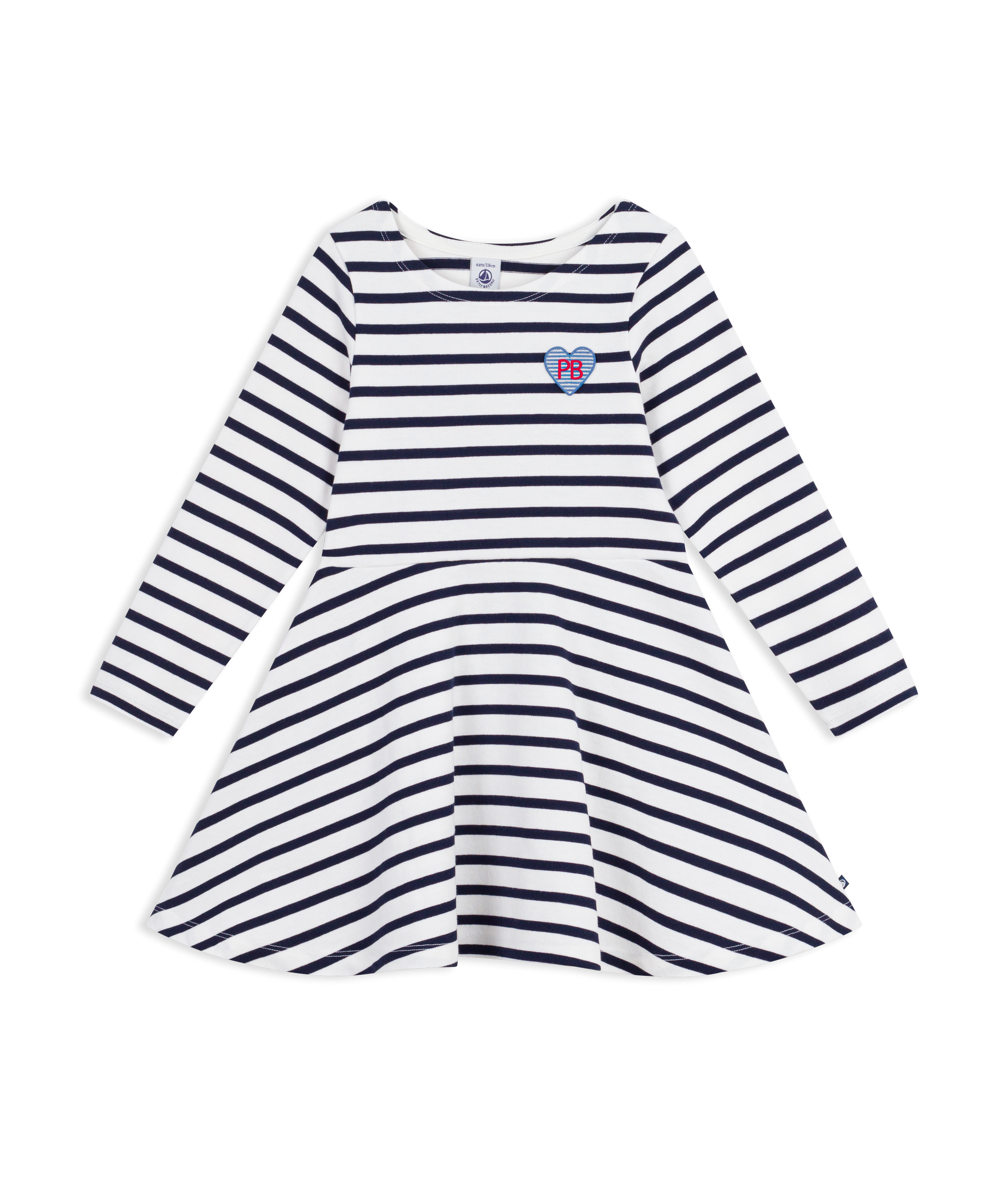 Petit Bateau - Kids' Long-Sleeved Striped Cotton Dress