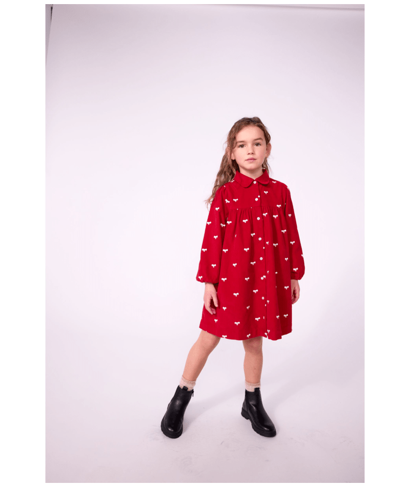 Petit Bateau - Robe enfant en coton manches longues imprimé boucles
