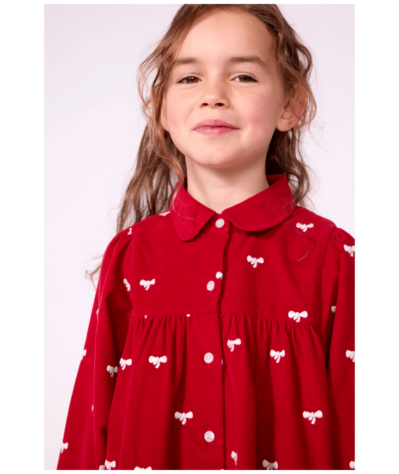 Petit Bateau - Robe enfant en coton manches longues imprimé boucles