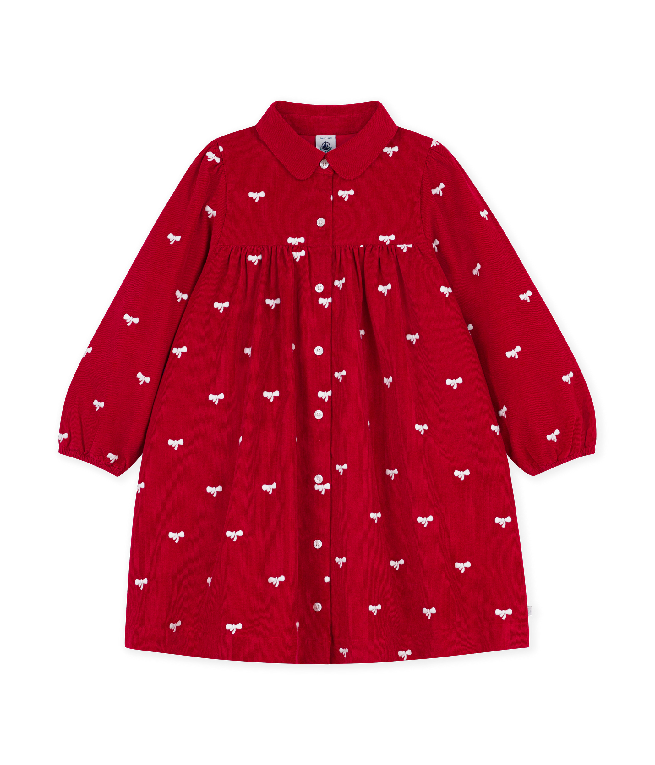 Petit Bateau - Robe enfant en coton manches longues imprimé boucles
