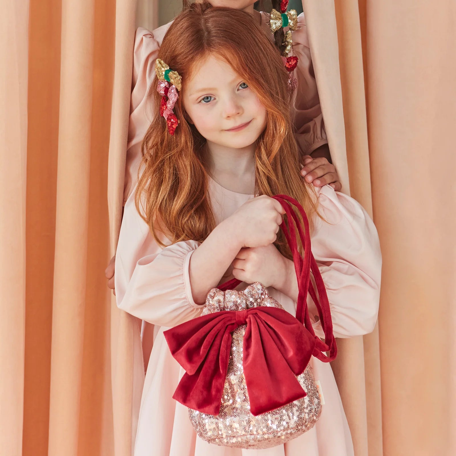 Meri Meri -  Sac à nœud rose à paillettes