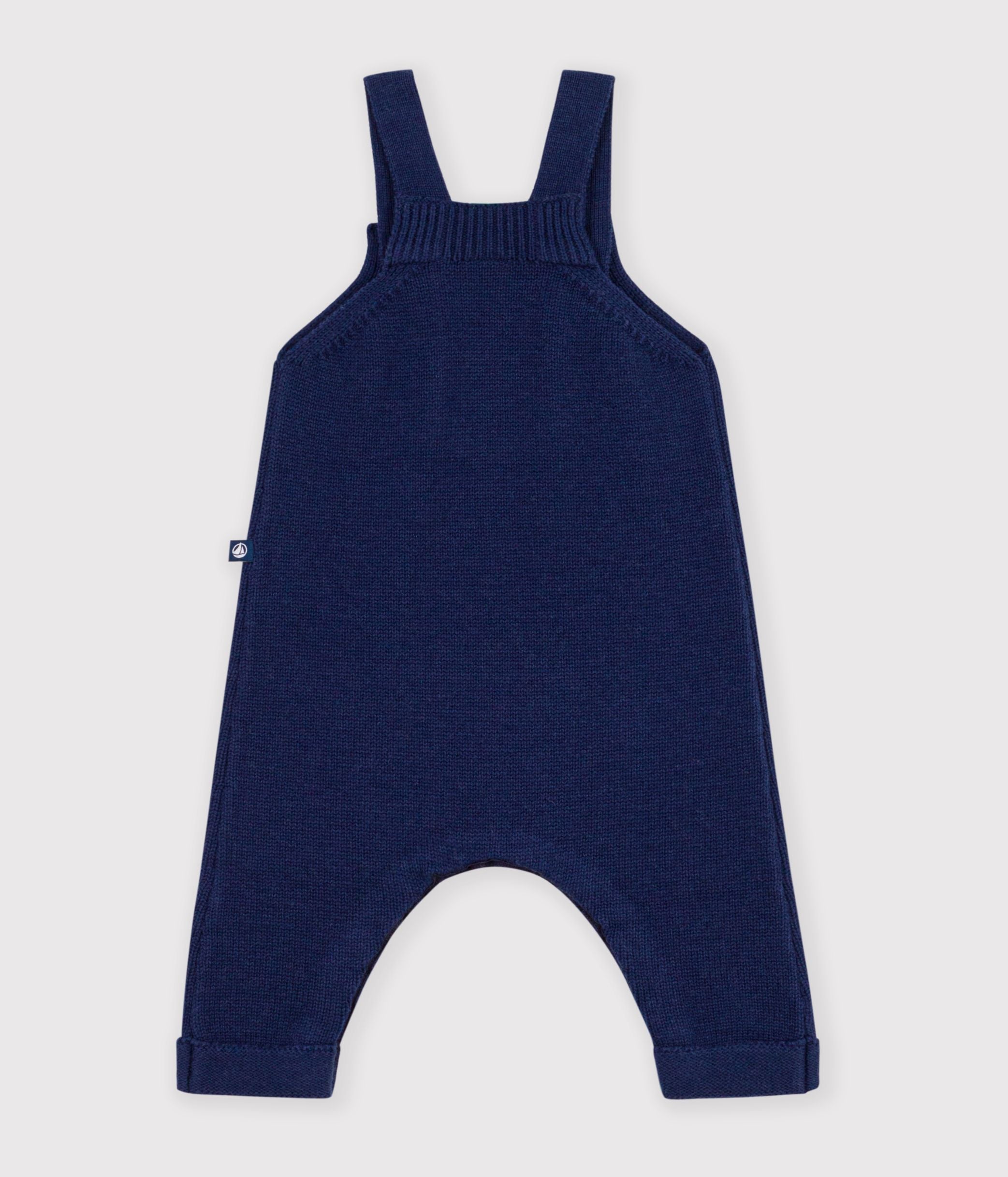Petit Bateau - Baby's plain knitted wool and cotton dungarees