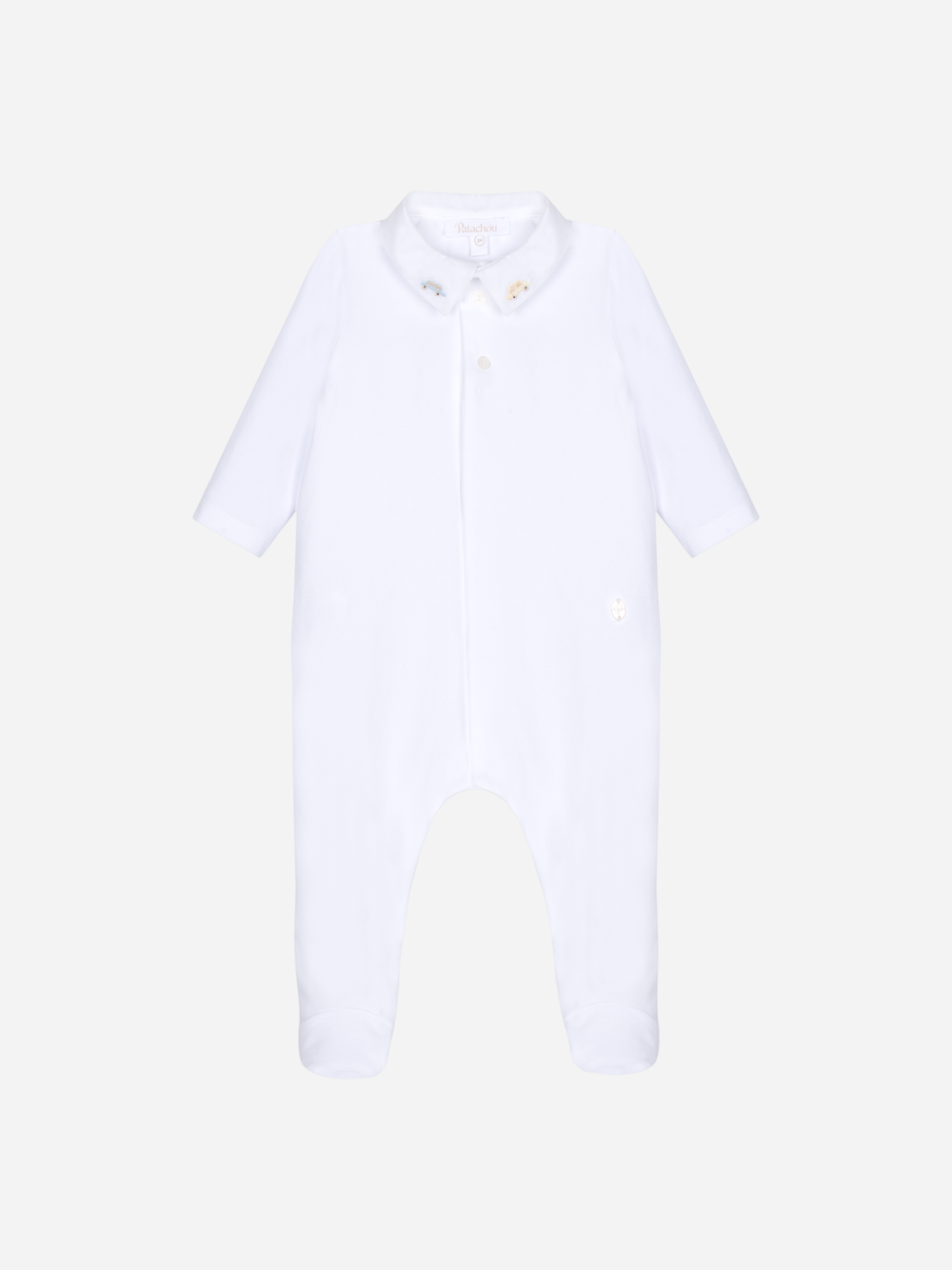 Patachou - Simple white babygrow with embroidered collar