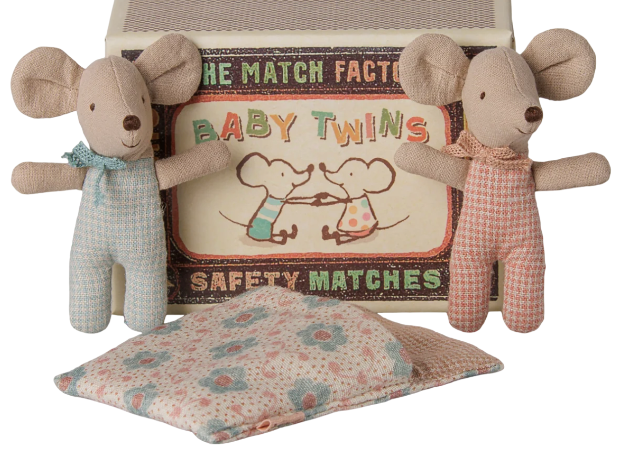 Maileg - Twins, baby mice, matchbox