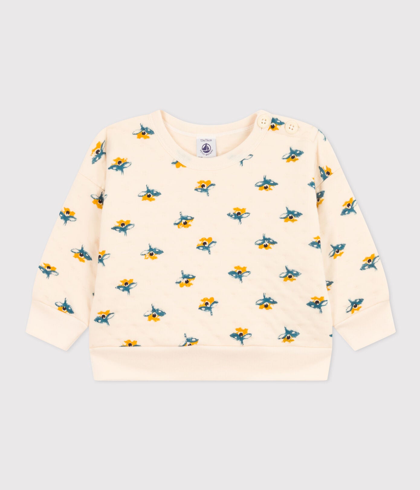 Petit Bateau - Flowered Quilted Sweatshirt