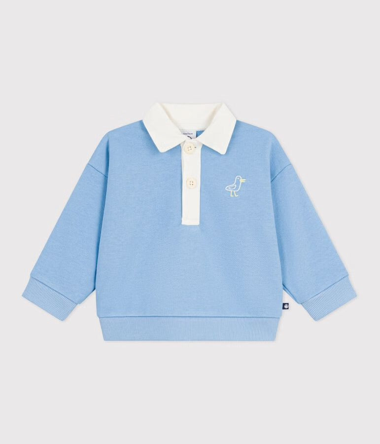 Petit Bateau - Sweatshirt bébé en coton brodé mouette et motif au dos