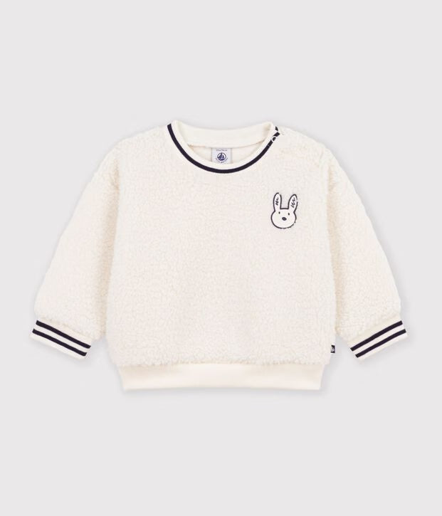 Petit Bateau - Sweatshirt bébé en sherpa unie