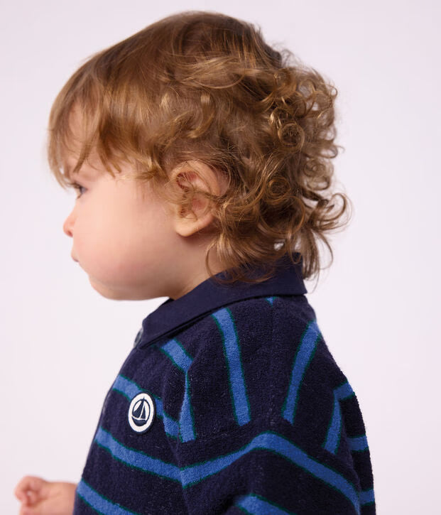Petit Bateau - Sweatshirt bébé en coton à rayures et son col polo