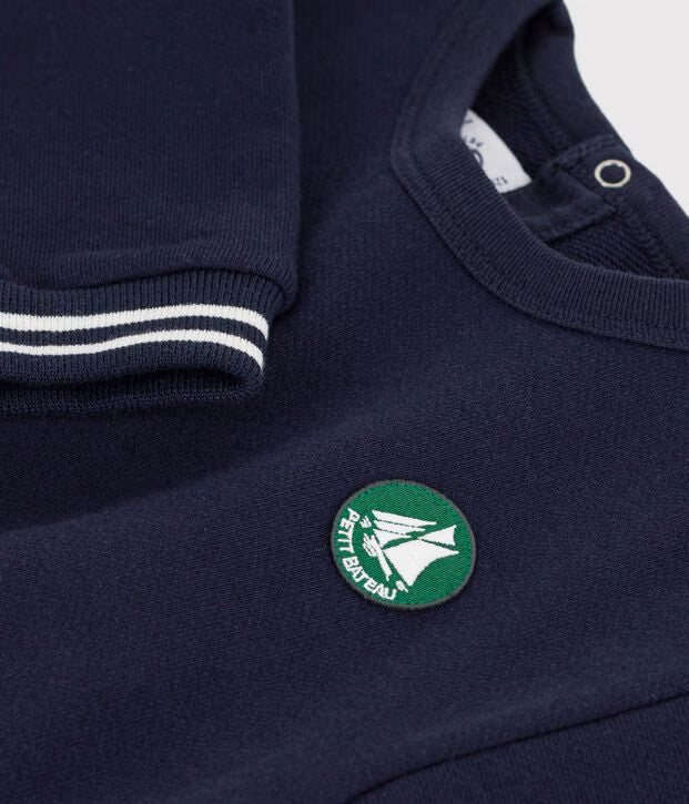 Petit Bateau - Baby's plain cotton sweatshirt with badge