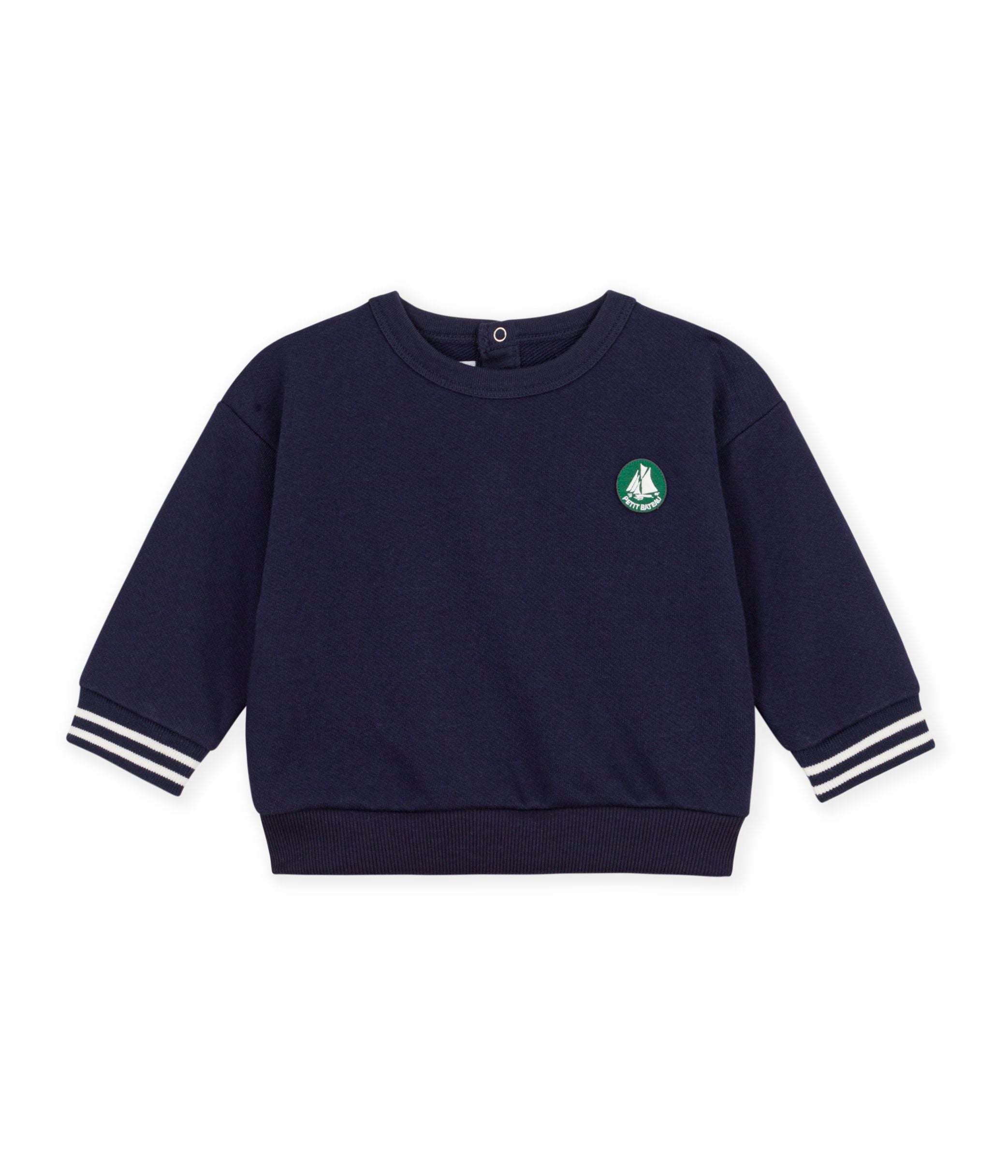 Petit Bateau - Sweatshirt bébé en coton uni et son badge