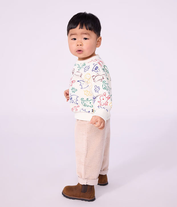 Petit Bateau - Sweatshirt bébé en coton imprimé animalier
