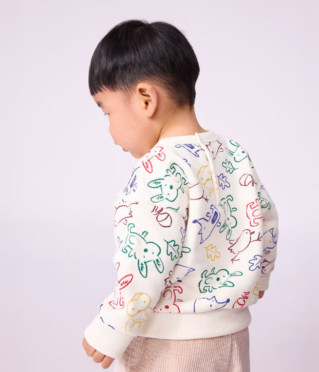 Petit Bateau - Sweatshirt bébé en coton imprimé animalier