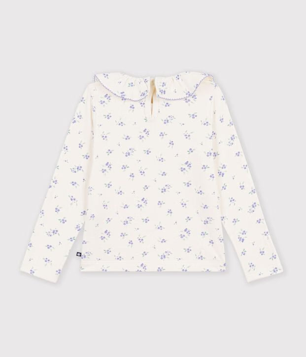 Petit Bateau - Tee-shirt à col enfant manches longues à fleurs