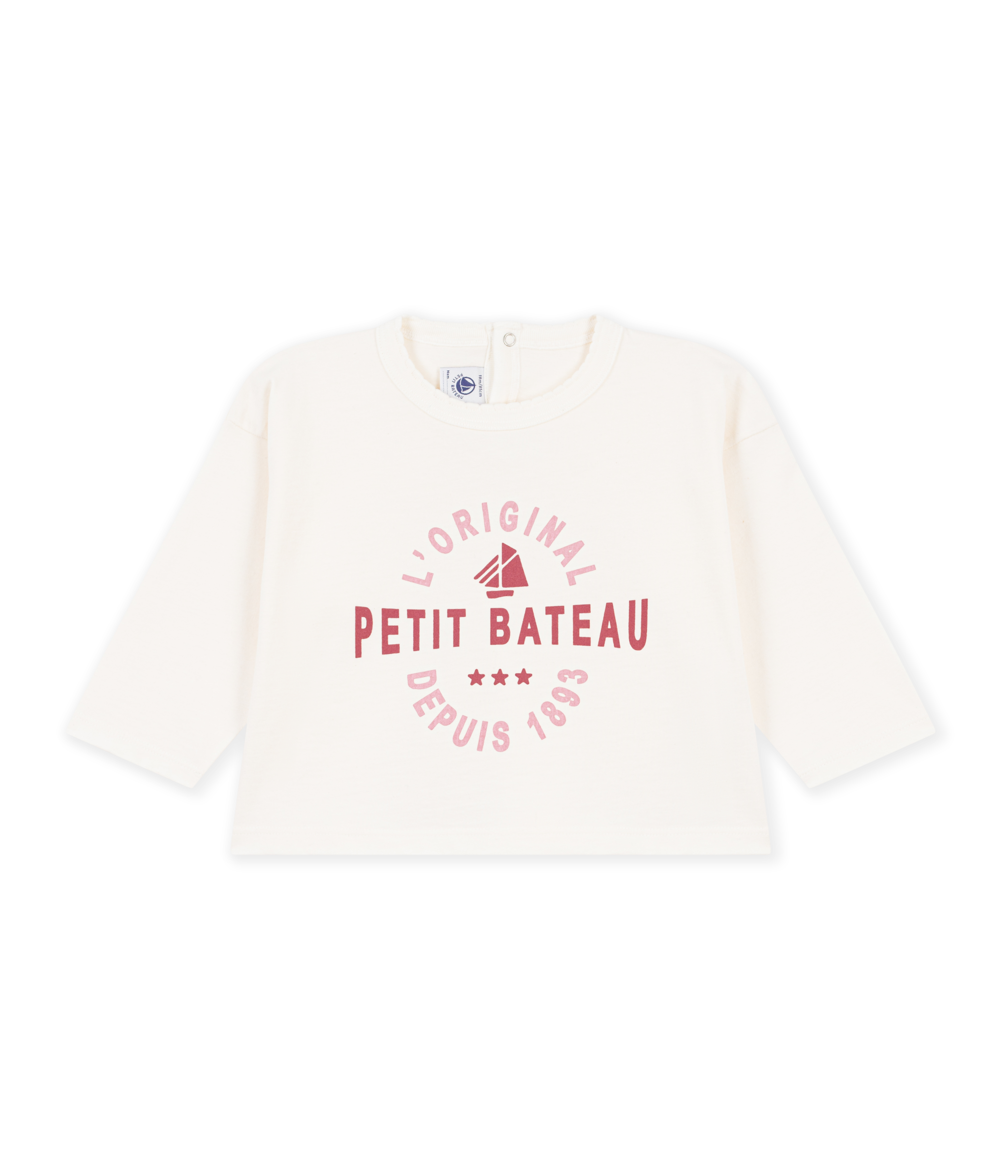 Petit Bateau - Tee-shirt bébé en coton manches longues uni à motif