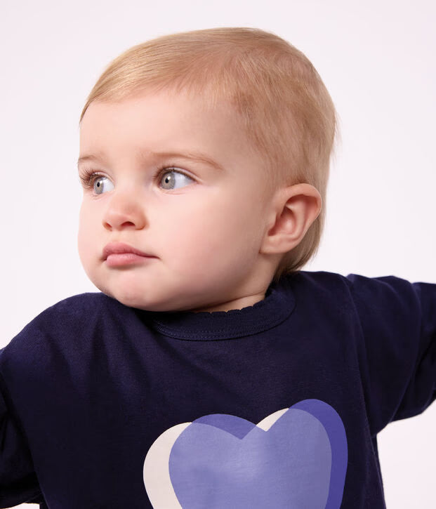 Petit Bateau - Baby's plain long-sleeved cotton T-shirt with pattern