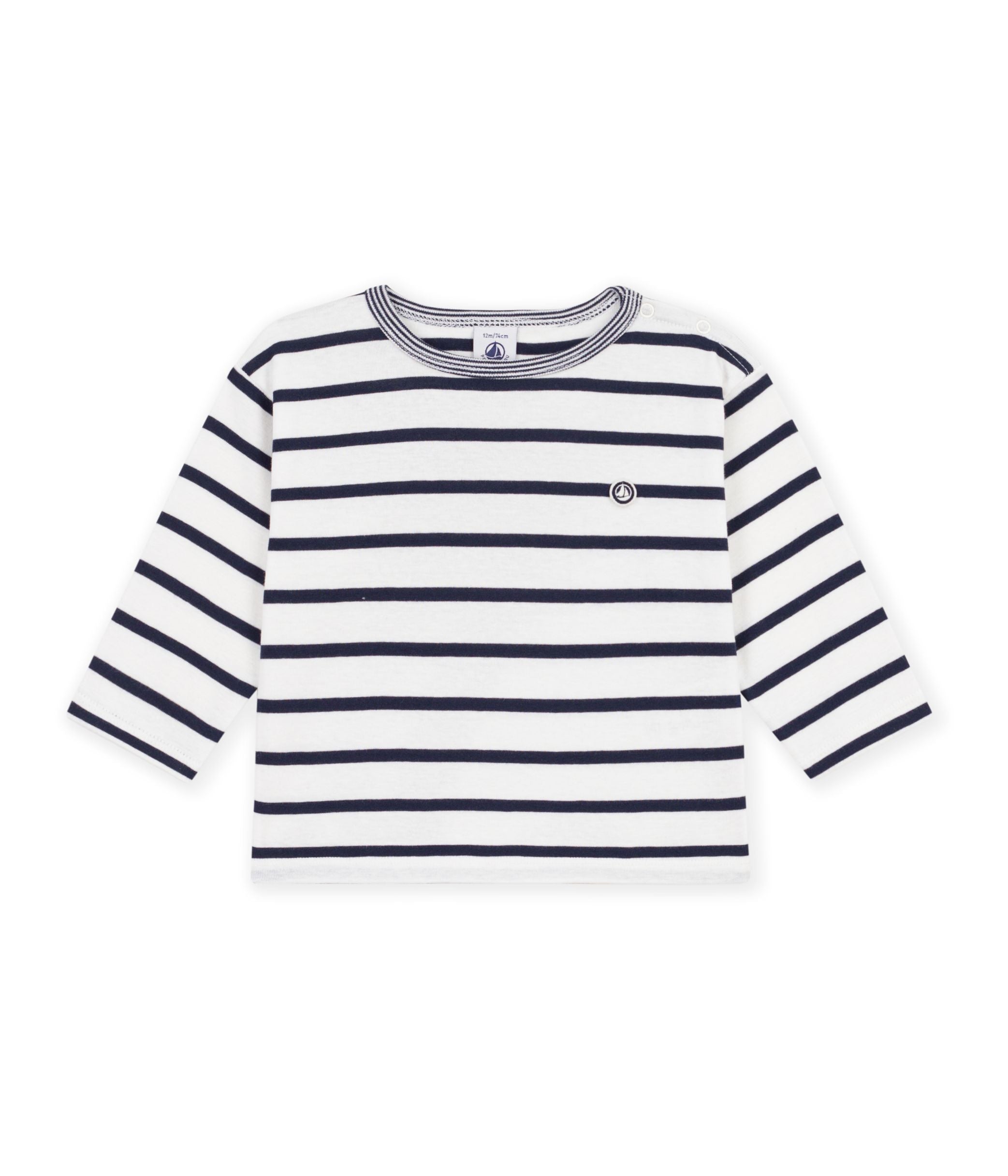 Petit Bateau - Tee-shirt bébé en coton manches longues à rayures