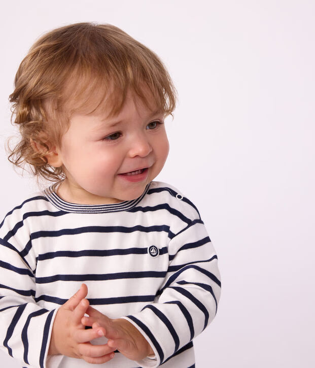 Petit Bateau - Baby long-sleeved striped cotton T-shirt