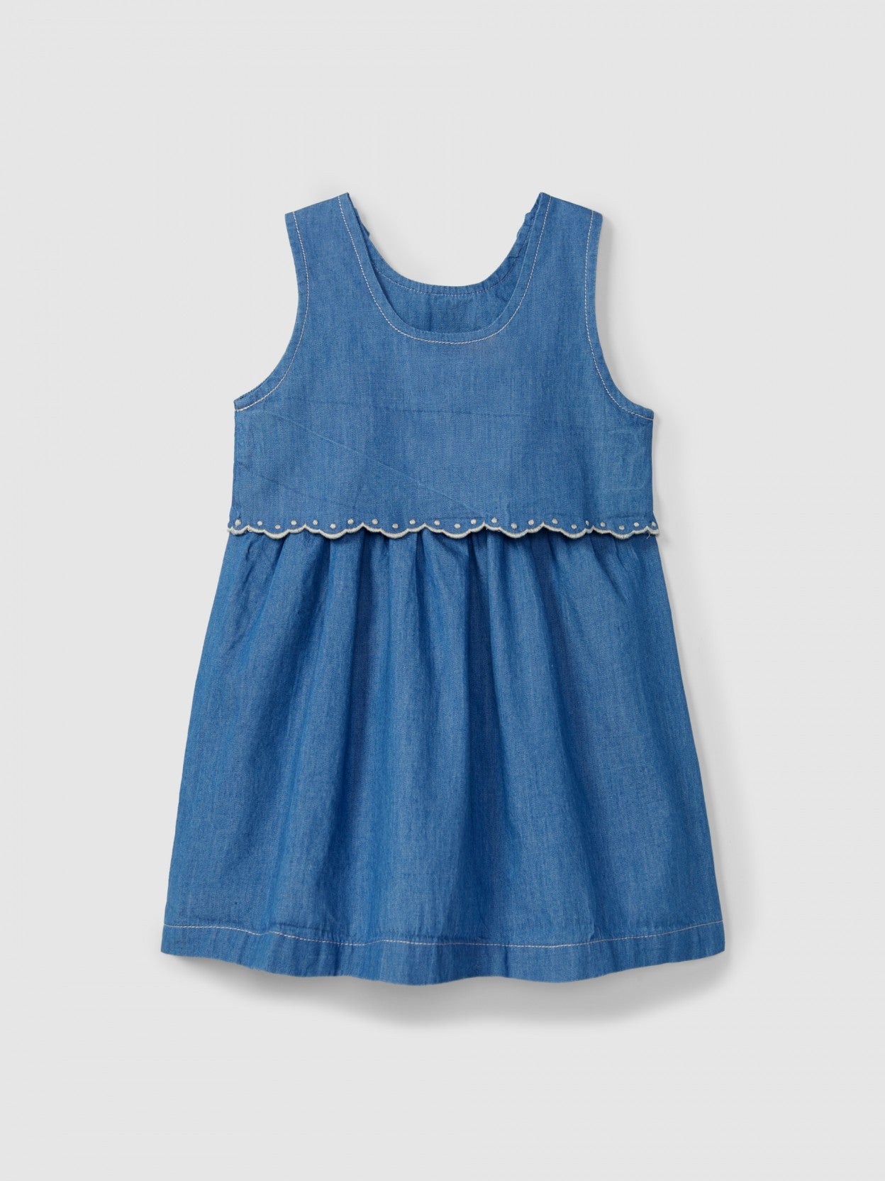 Laranjinha - Thin denim dress with embroidered details
