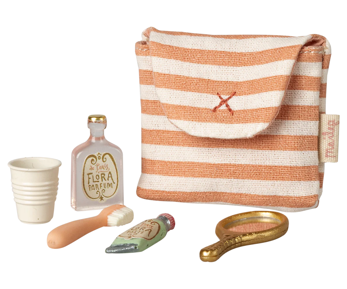 Maileg - Toothbrush Set in Baf, Mouse - Coral Stripe
