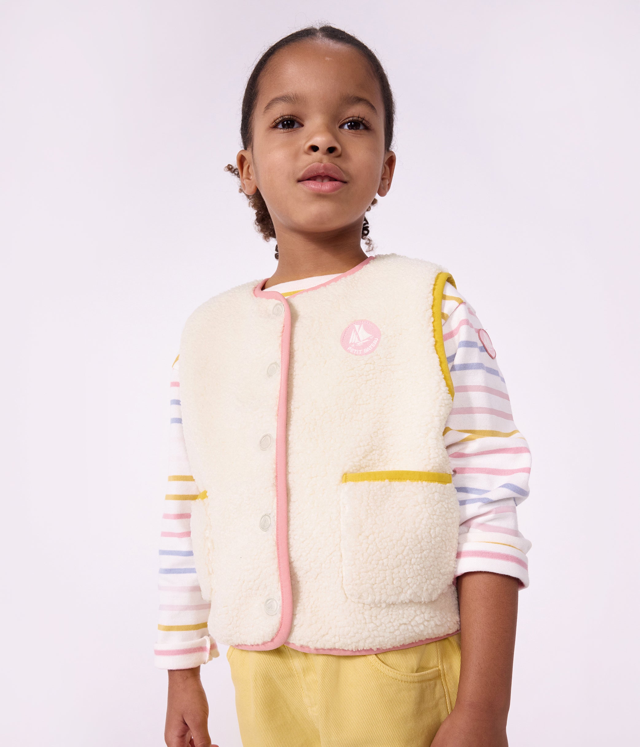Petit Bateau - Plain Sleeveless Sherpa Gilet for Kids