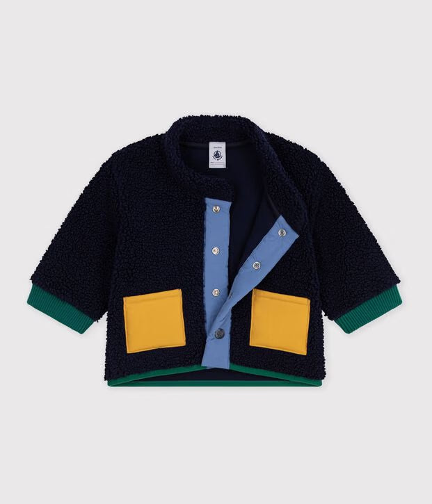 Petit Bateau - Plain sherpa padded baby coat
