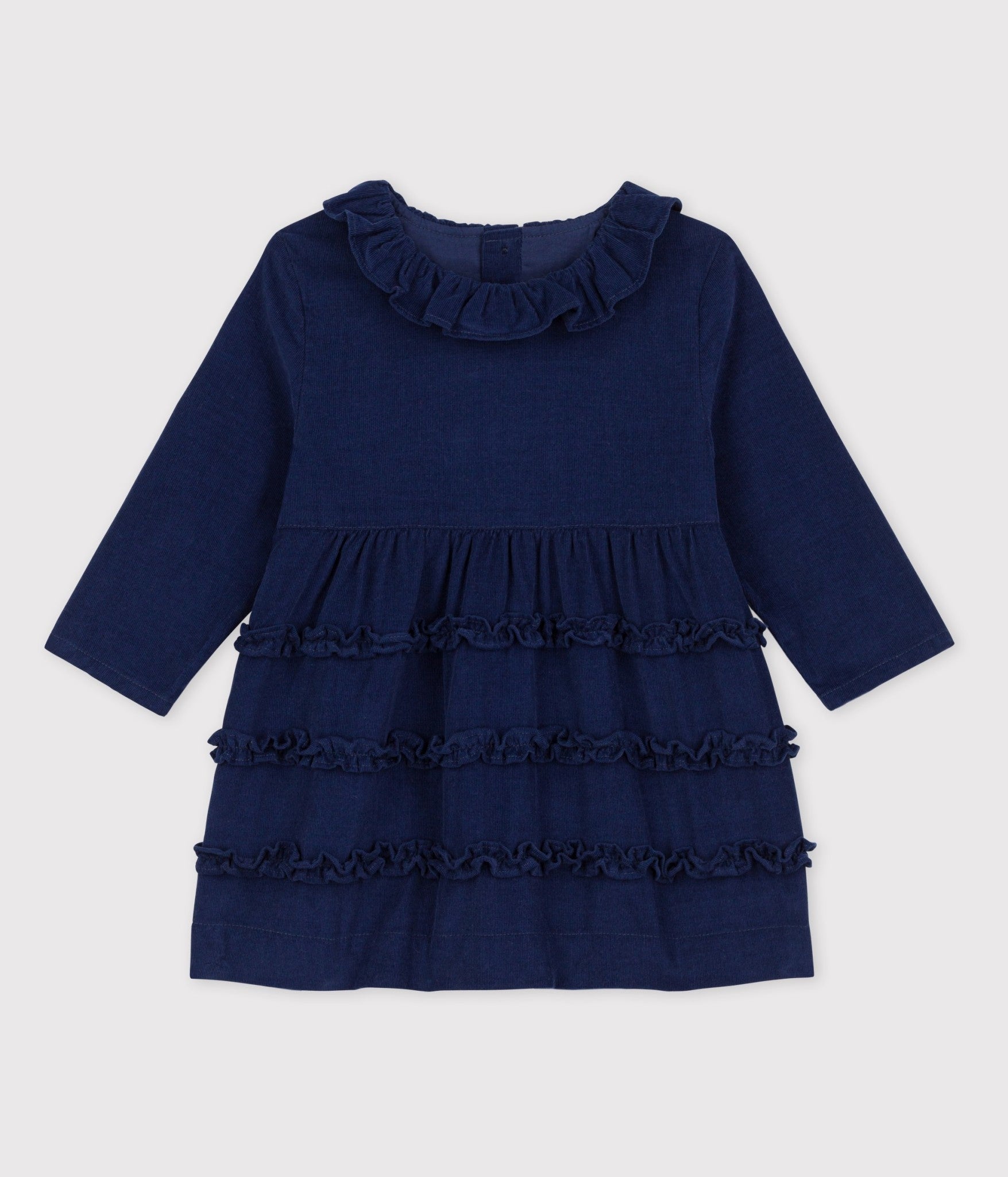 Petit Bateau - Robe Volants Bleu Bleu Fonce