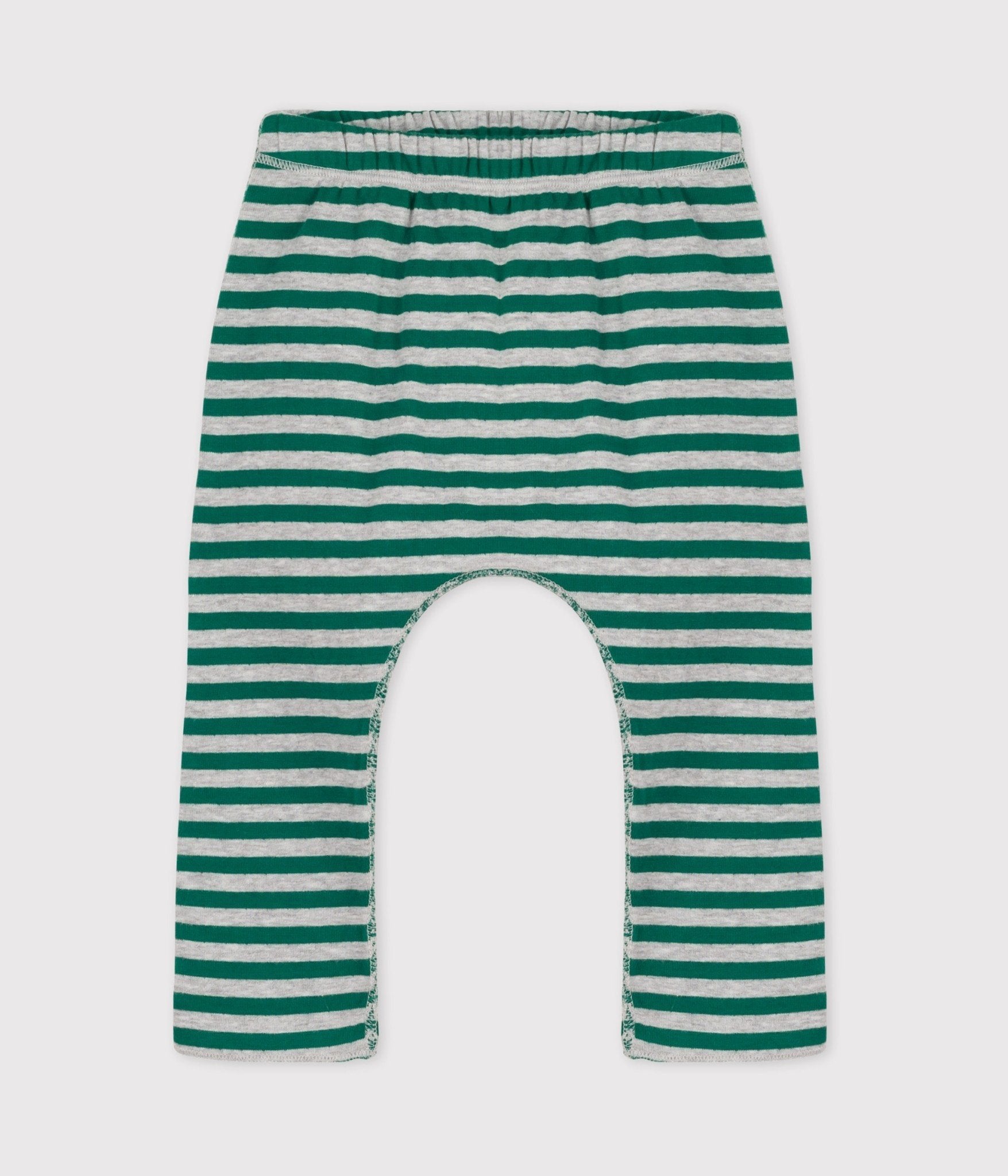 Petit Bateau - Pantalon Rayé Vert Evergreen/Fumee