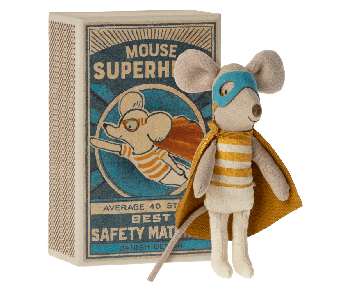 Maileg - Super héros souris dans une boite d'allumettes